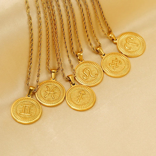 12 Constellation Zodiac Pendant Necklace